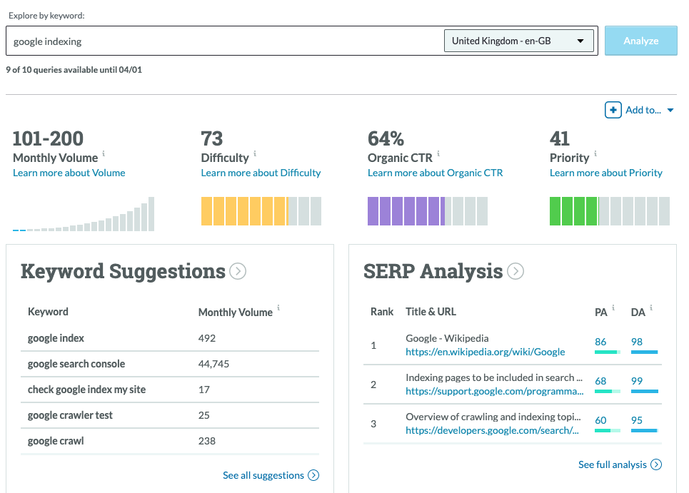 Moz Keyword Explorer