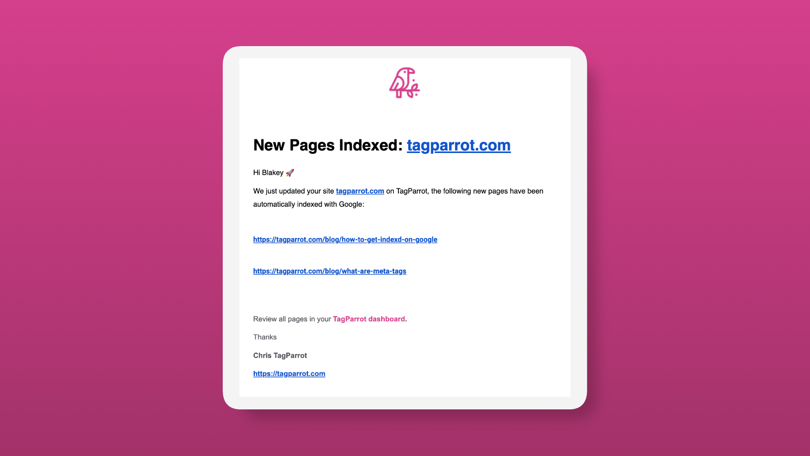 Auto Index New Pages
